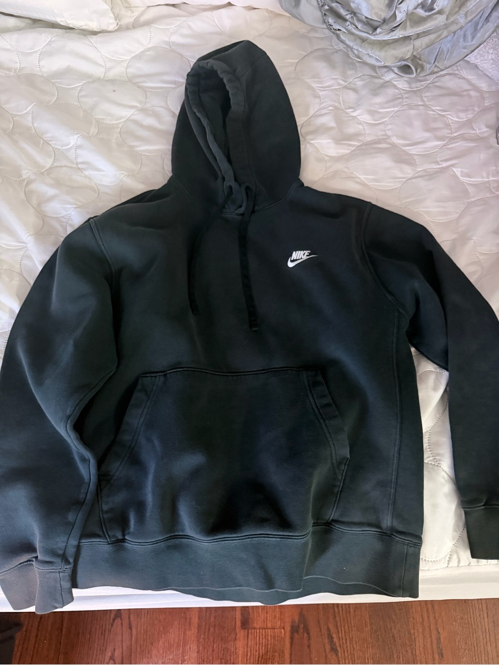Nike Black Crewneck Pullover Hoodie with White Swoosh